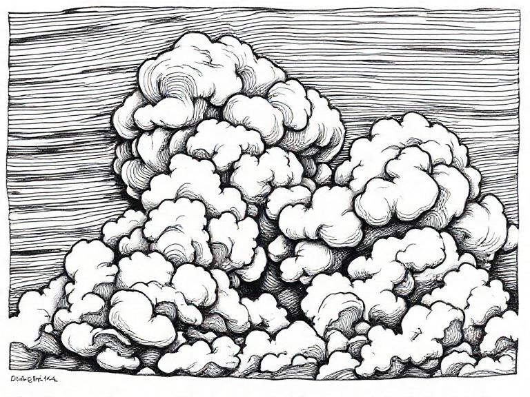 clouds in woodcut style